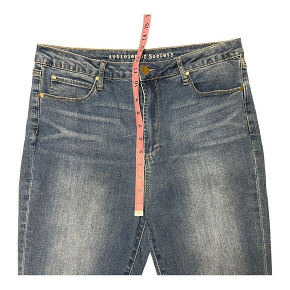 Articles of Society High Waist Wide Leg Split Hem Blue Jeans Size 13 Stretch EUC - Picture 3 of 7
